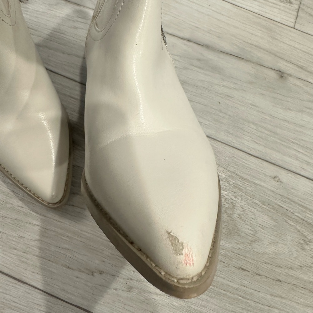 Buckle White Ankle Boots - Picture 3 of 4